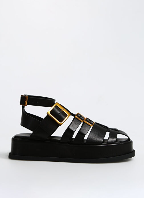 Divarese Siyah Kadın Deri Sandalet 23519-4SS - Görsel 2