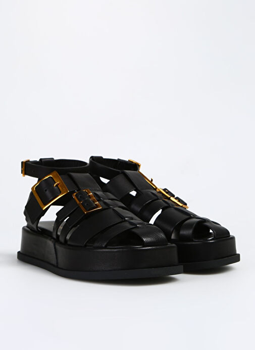 Divarese Siyah Kadın Deri Sandalet 23519-4SS - Görsel 3