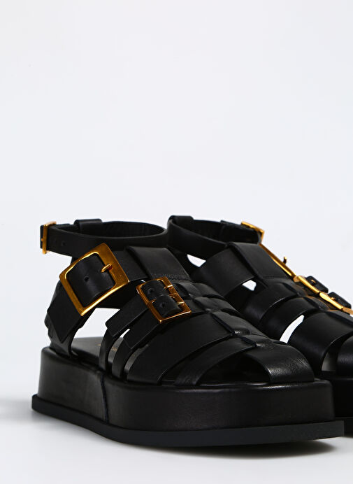 Divarese Siyah Kadın Deri Sandalet 23519-4SS - Görsel 6