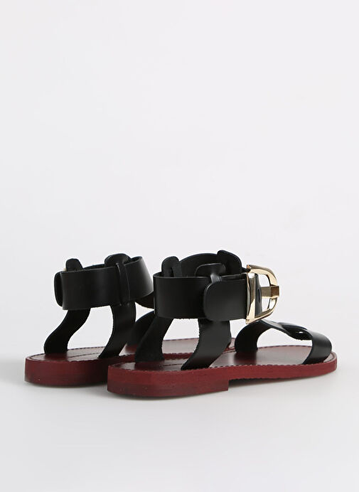 George Hogg Siyah Kadın Deri Sandalet SND-10622-4SS - Görsel 4