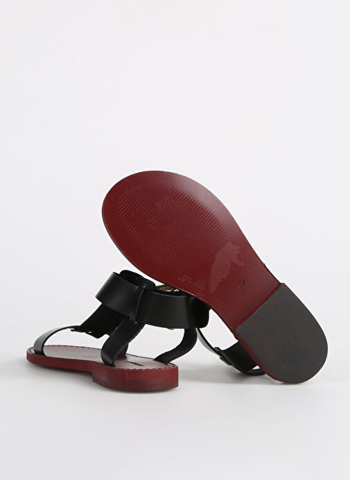 George Hogg Siyah Kadın Deri Sandalet SND-10622-4SS - Görsel 5