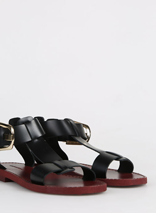 George Hogg Siyah Kadın Deri Sandalet SND-10622-4SS - Görsel 6