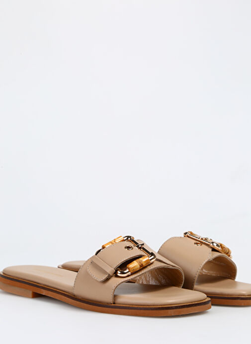 George Hogg Bej Kadın Deri Terlik CTZ052-11-4SS - Görsel 6