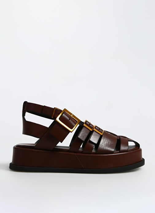 Divarese Kahverengi Kadın Deri Sandalet 23519-4SS - Görsel 2
