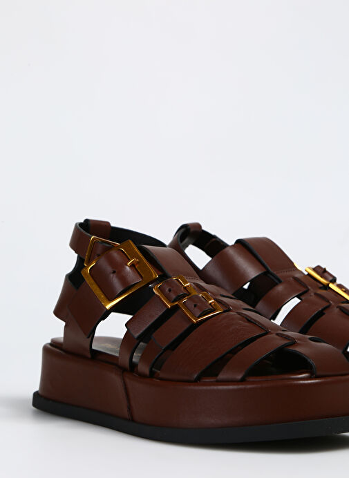 Divarese Kahverengi Kadın Deri Sandalet 23519-4SS - Görsel 6