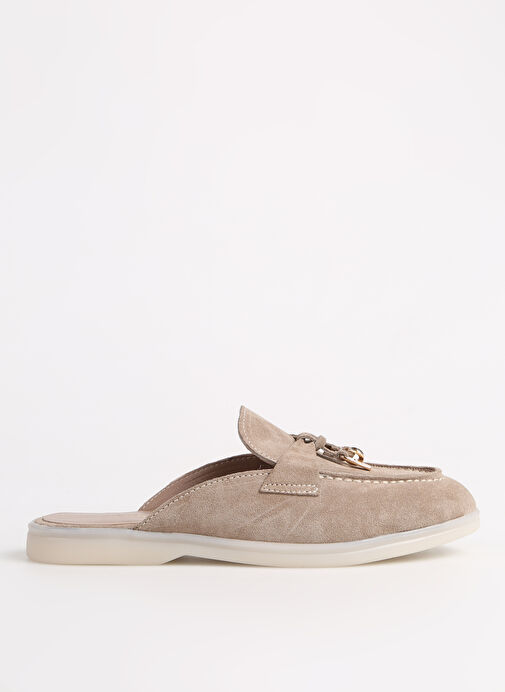 Fabrika Bej Kadın Süet Terlik BERTINA - Görsel 2