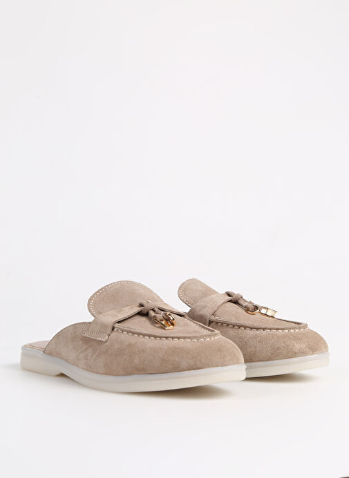 Fabrika Bej Kadın Süet Terlik BERTINA - Görsel 3