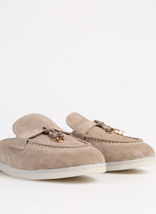 Fabrika Bej Kadın Süet Terlik BERTINA - Görsel 6