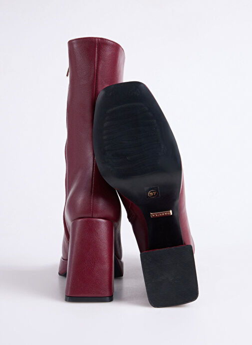 Fabrika Bordo Kadın Topuklu Bot FADILA - Görsel 5