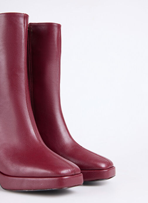 Fabrika Bordo Kadın Topuklu Bot FADILA - Görsel 6