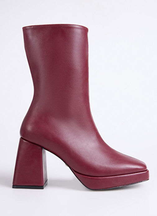 Fabrika Bordo Kadın Topuklu Bot FADILA - Görsel 2