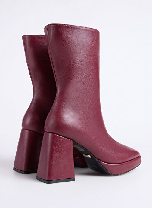 Fabrika Bordo Kadın Topuklu Bot FADILA - Görsel 4