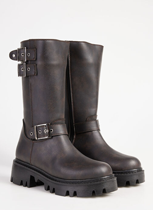 Fabrika Kahverengi Kadın Bot EVIKA - Görsel 3