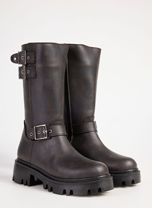 Fabrika Kahverengi Kadın Bot EVIKA - Görsel 4