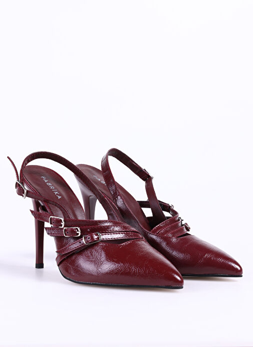 Fabrika Bordo Kadın Topuklu Ayakkabı DINARA - Görsel 3