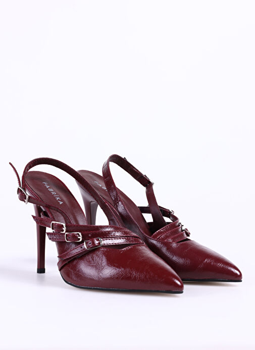 Fabrika Bordo Kadın Topuklu Ayakkabı DINARA - Görsel 6