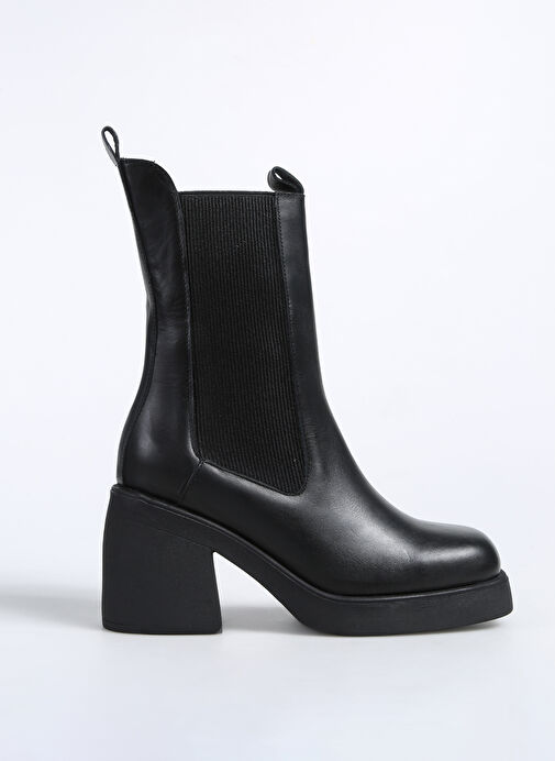Fabrika Siyah Kadın Deri Topuklu Bot D-ENISA - Görsel 2