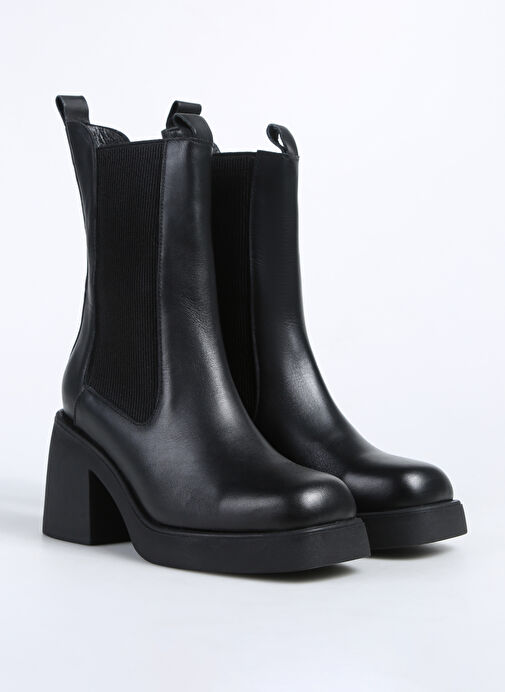 Fabrika Siyah Kadın Deri Topuklu Bot D-ENISA - Görsel 3