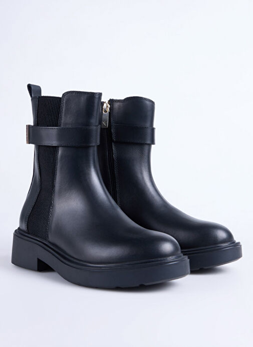 Fabrika Siyah Kadın Deri Bot D-DAVINIA - Görsel 3