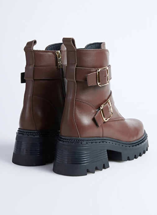 Fabrika Kahverengi Kadın Deri Bot D-ELORA - Görsel 4