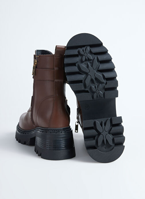 Fabrika Kahverengi Kadın Deri Bot D-ELORA - Görsel 5