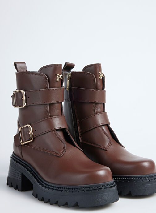 Fabrika Kahverengi Kadın Deri Bot D-ELORA - Görsel 6