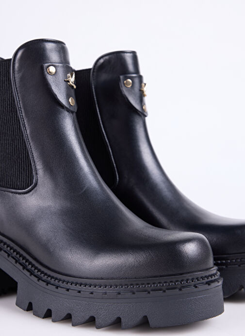 Fabrika Siyah Kadın Deri Bot D-ELLERY - Görsel 6