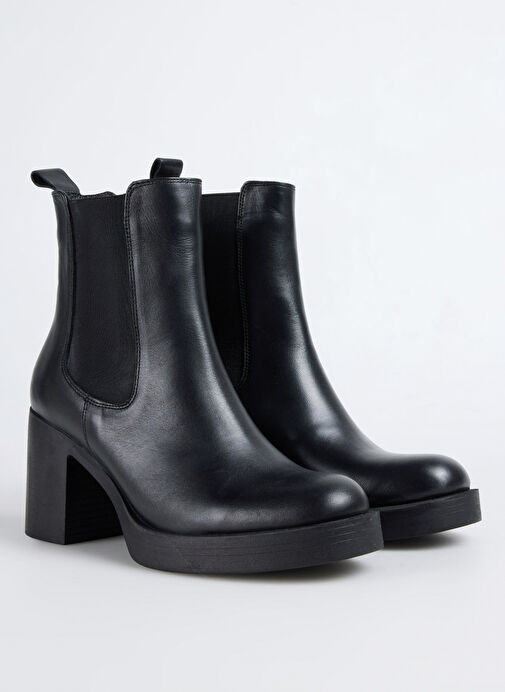 Fabrika Siyah Kadın Deri Topuklu Bot D-ELAIN - Görsel 3