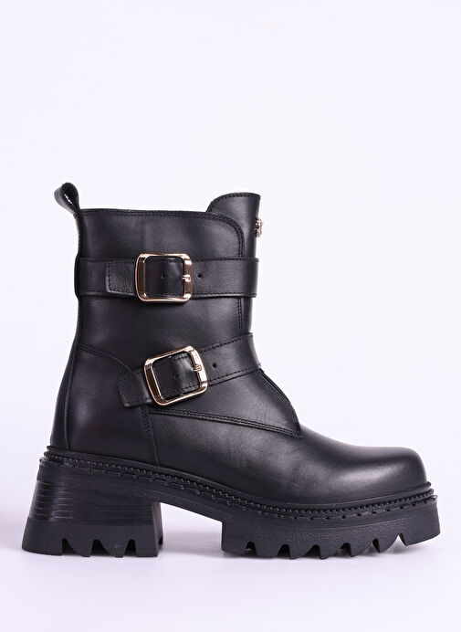 Fabrika Siyah Kadın Deri Bot D-ELORA - Görsel 2