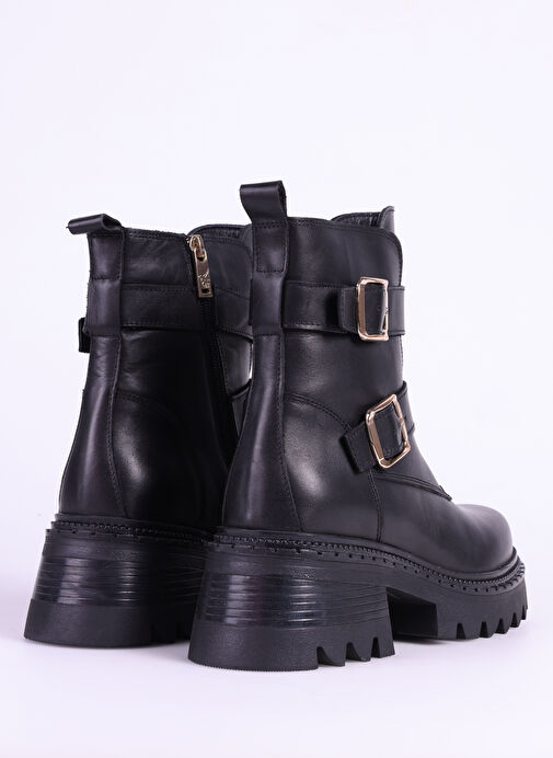 Fabrika Siyah Kadın Deri Bot D-ELORA - Görsel 4