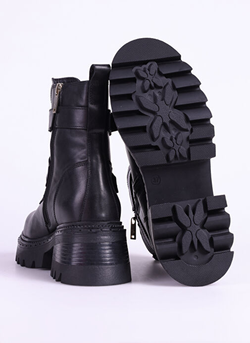 Fabrika Siyah Kadın Deri Bot D-ELORA - Görsel 5