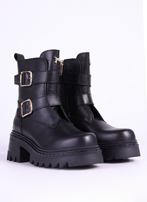 Fabrika Siyah Kadın Deri Bot D-ELORA - Görsel 6