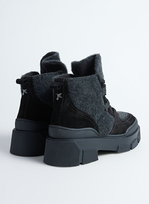 Fabrika Siyah Kadın Deri - Kumaş Bot D-ELMIRA - Görsel 4