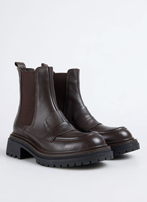 Fabrika Kahverengi Kadın Deri Bot D-DRINA - Görsel 3