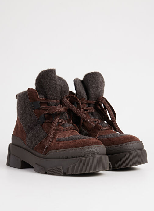 Fabrika Kahverengi Kadın Deri - Kumaş Bot D-ELMIRA - Görsel 3