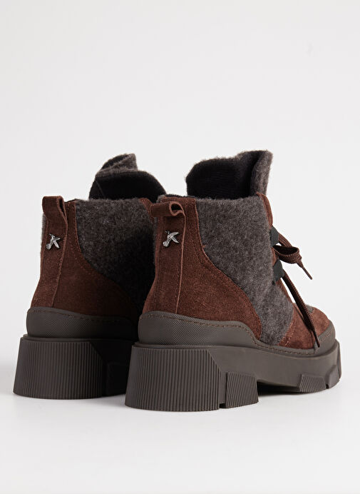 Fabrika Kahverengi Kadın Deri - Kumaş Bot D-ELMIRA - Görsel 4