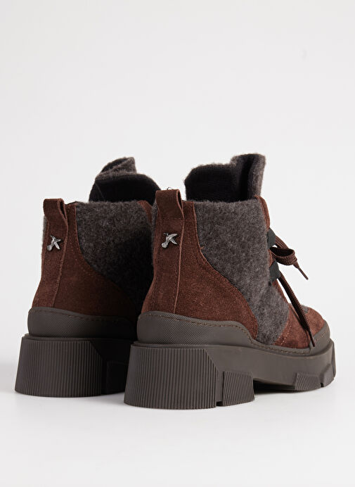 Fabrika Kahverengi Kadın Deri - Kumaş Bot D-ELMIRA - Görsel 5