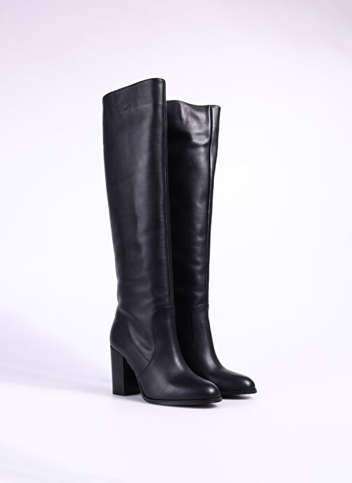 Fabrika Siyah Kadın Deri Çizme D-ELDA - Görsel 3