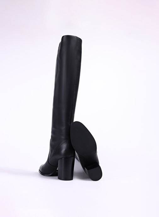 Fabrika Siyah Kadın Deri Çizme D-ELDA - Görsel 5