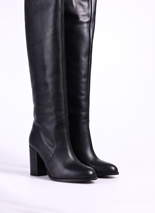 Fabrika Siyah Kadın Deri Çizme D-ELDA - Görsel 6