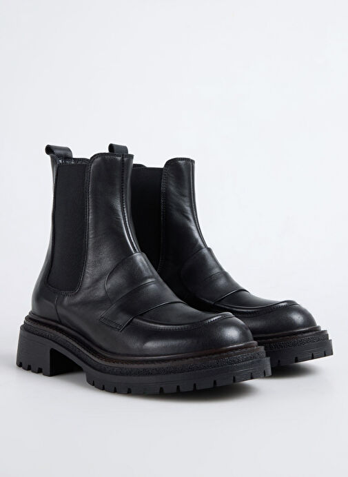 Fabrika Siyah Kadın Deri Bot D-DRINA - Görsel 3