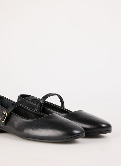 Fabrika Siyah Kadın Deri Babet D-DERVILA - Görsel 11