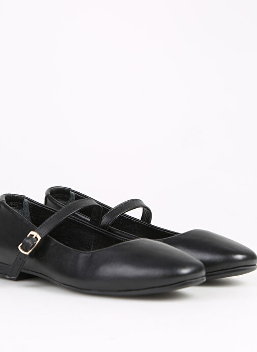 Fabrika Siyah Kadın Deri Babet D-DERVILA - Görsel 6