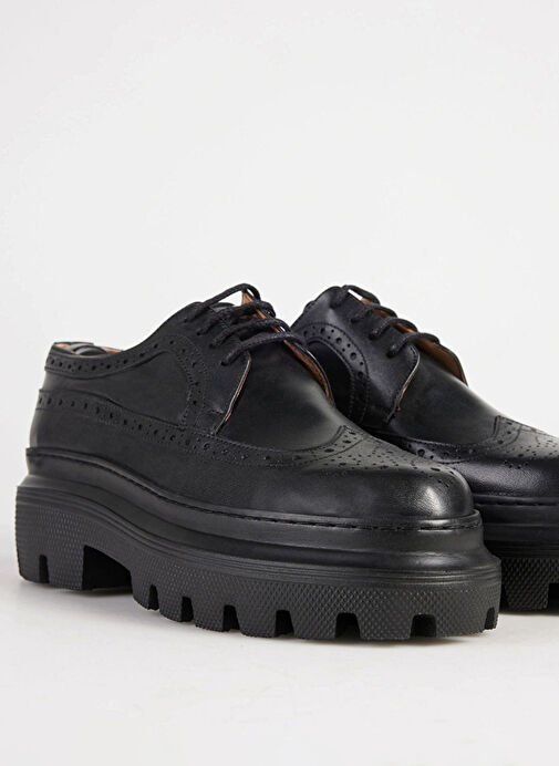 Fabrika Siyah Erkek Deri Günlük Ayakkabı MENGA-CLINT - Görsel 4