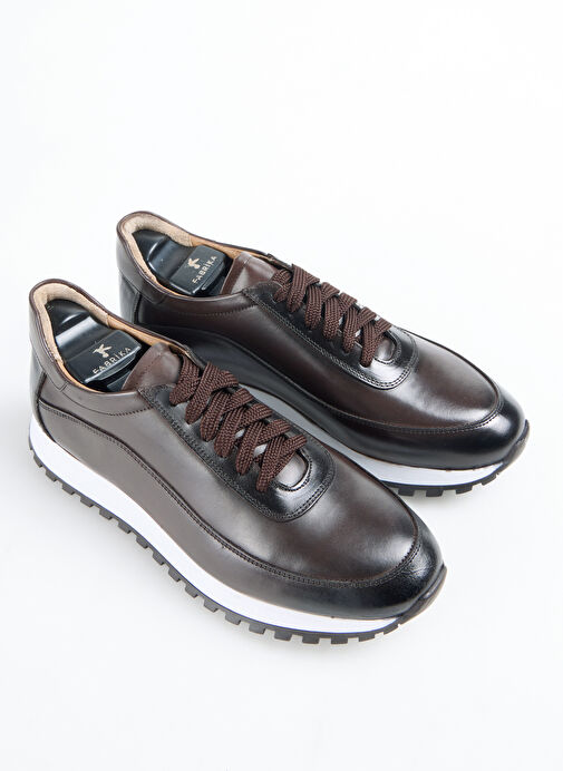 Fabrika Kahverengi Erkek Deri Sneaker LEON-ALDOUS - Görsel 4