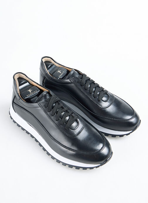 Fabrika Siyah Erkek Deri Sneaker LEON-ALDOUS - Görsel 4