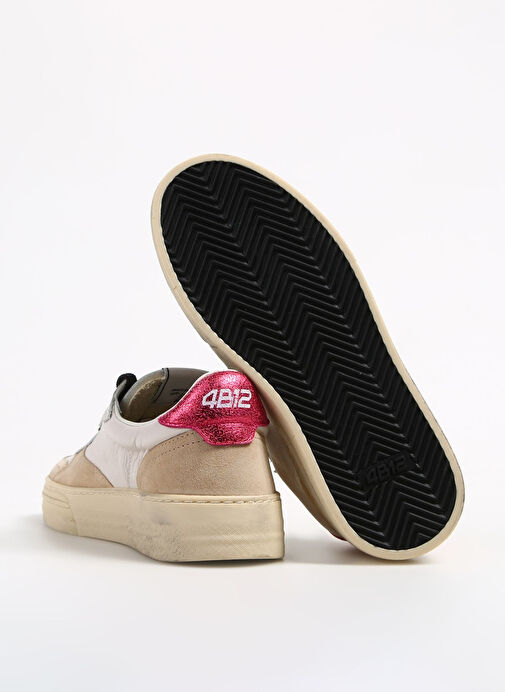 4B12 Beyaz-Pembe Kadın deri Sneaker HYPER-D807 - Görsel 5
