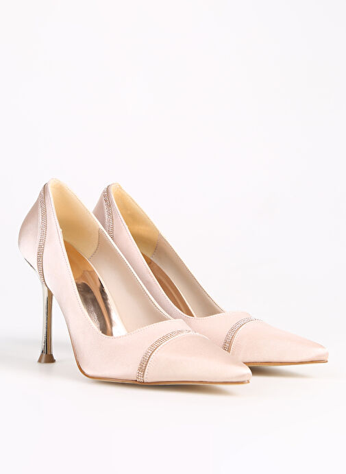 F By Fabrika Ekru Kadın Saten Topuklu Ayakkabı PIETRA - Görsel 3
