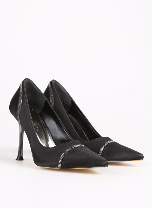 F By Fabrika Siyah Kadın Saten Topuklu Ayakkabı PIETRA - Görsel 3