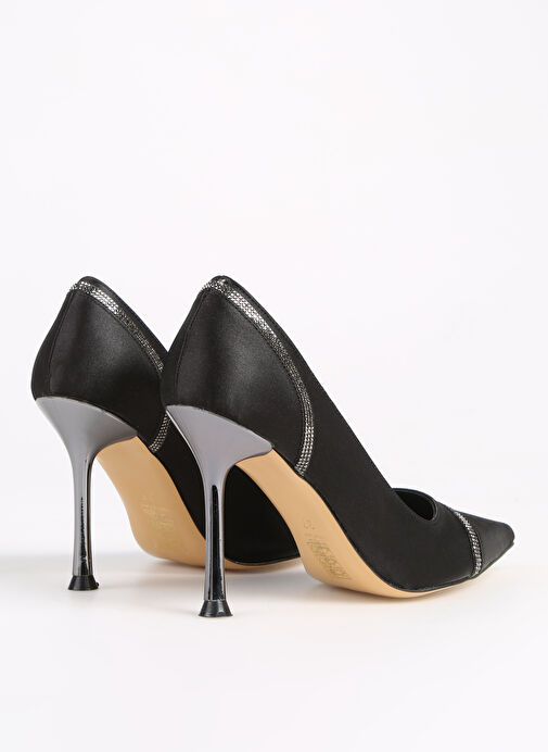 F By Fabrika Siyah Kadın Saten Topuklu Ayakkabı PIETRA - Görsel 4